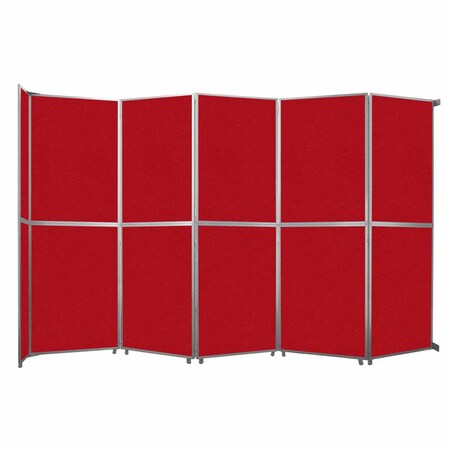 Versare Operable Wall Folding Room Divider 19'6" x 12'3" Red Fabric 1070527-2